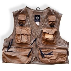 Columbia Fly Fishing & Hunting Cargo Vest multi-pocket vintage mesh zip-up